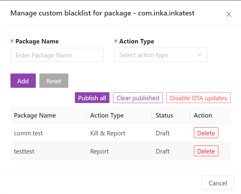 Software blacklist